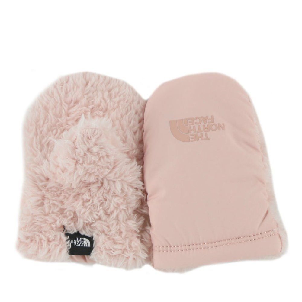 The North Face baby Suave Oso Faux Fur Mittens, Size Medium in Peach Pink